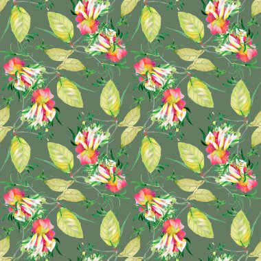 Çiçekler ve yapraklar pürüzsüz desen 