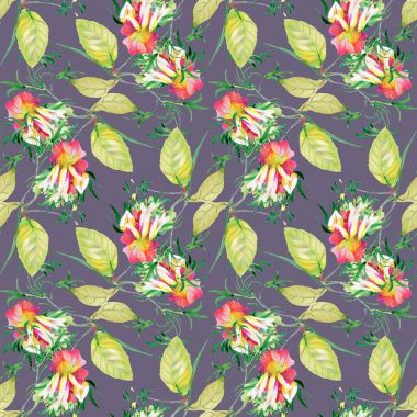 Çiçekler ve yapraklar pürüzsüz desen 