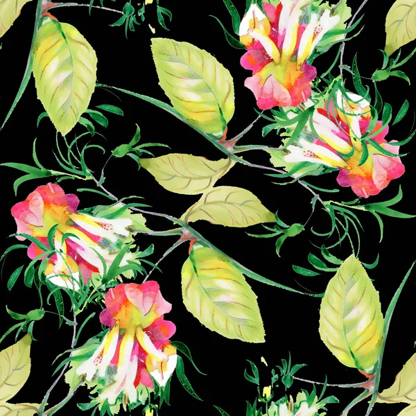 Flowers and leaves seamless pattern — Stock Photo, Image