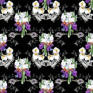 çiçekler ve kuşlar ile güzel desen