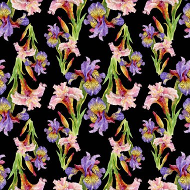 Iris çiçek suluboya seamless modeli