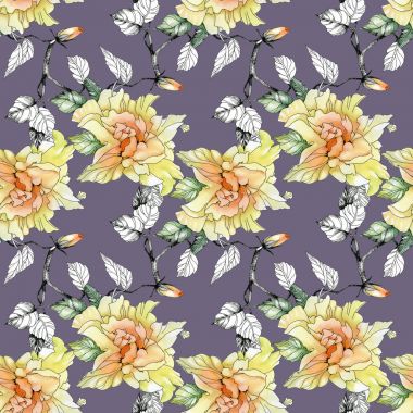 Sarı Gül ve yaprakları desen