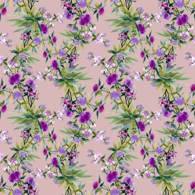 Çiçekler ve yapraklar pürüzsüz desen