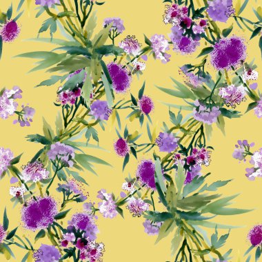 Çiçekler ve yapraklar pürüzsüz desen