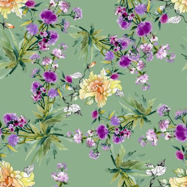 Sarı ve mor çiçek deseni