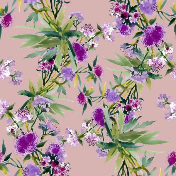 Flowers and leaves seamless pattern — Stock Photo, Image