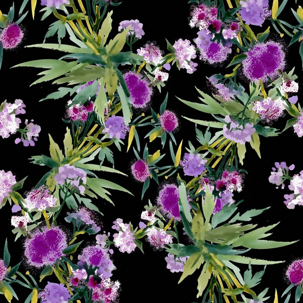 Bloemen en bladeren naadloos patroon — Stockfoto