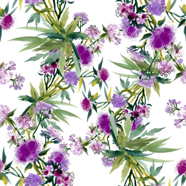 Blumen und Blätter nahtloses Muster — Stockfoto