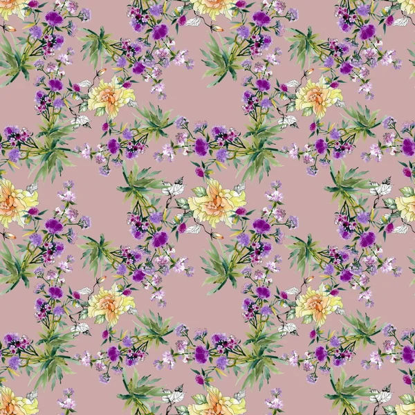 yellow and purple  flowers pattern