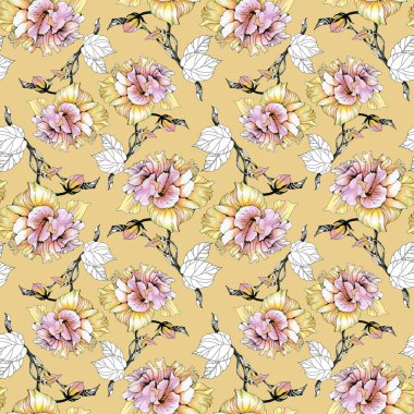 Gül ve yaprakları desen