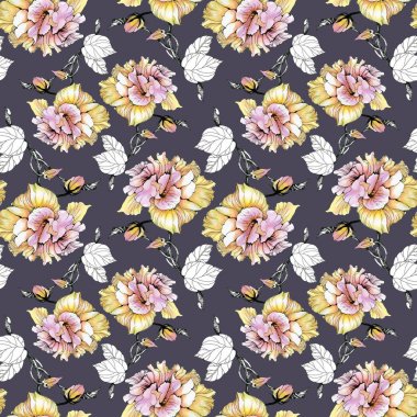 Gül ve yaprakları desen