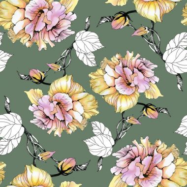 Gül ve yaprakları desen