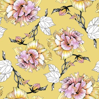 Gül ve yaprakları desen