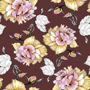 Gül ve yaprakları desen