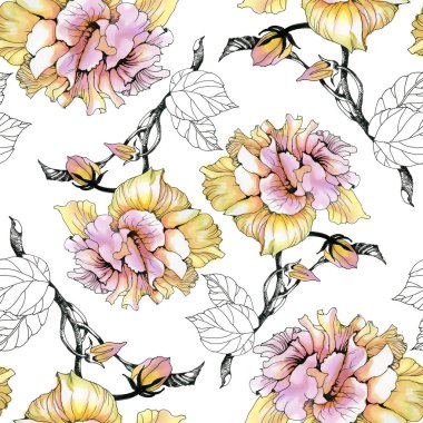 Gül ve yaprakları desen