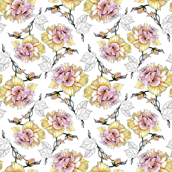 Gül ve yaprakları desen