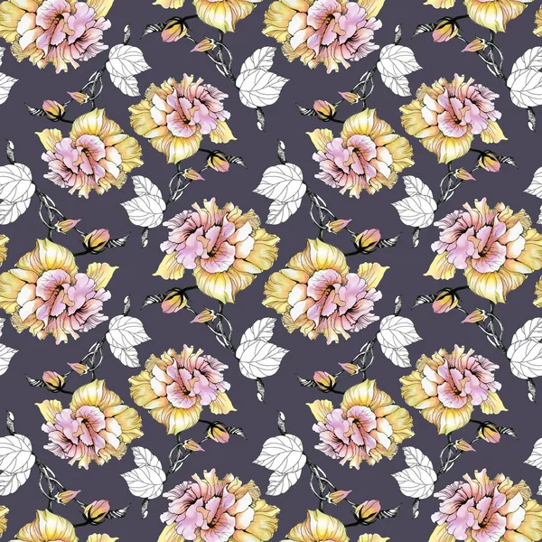 roses and leaves  pattern