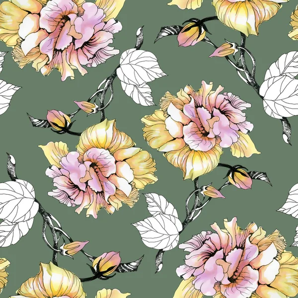 roses and leaves  pattern
