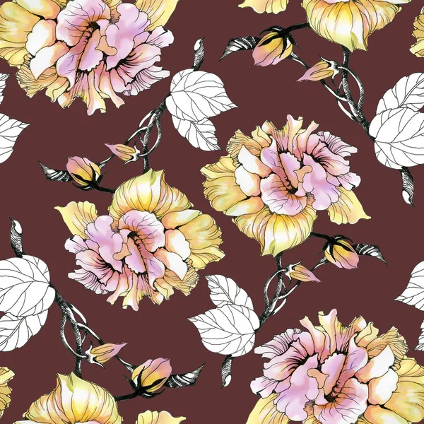 roses and leaves  pattern