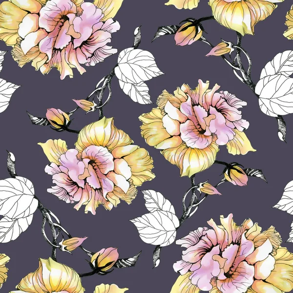 roses and leaves  pattern