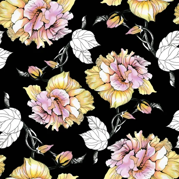 roses and leaves  pattern