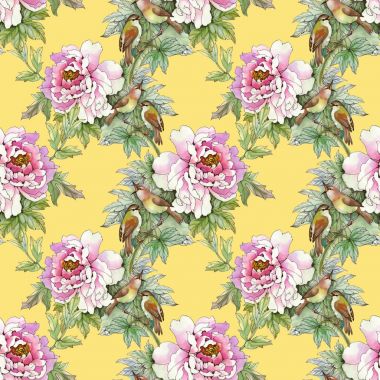 kuşlar ile pembe güller