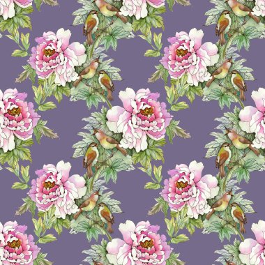 kuşlar ile pembe güller