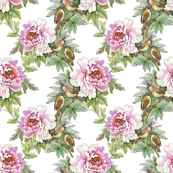 kuşlar ile pembe güller