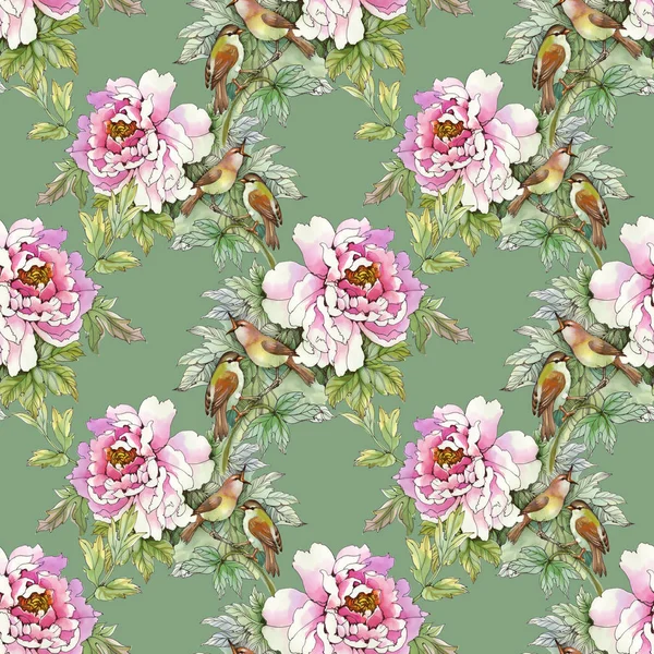 kuşlar ile pembe güller