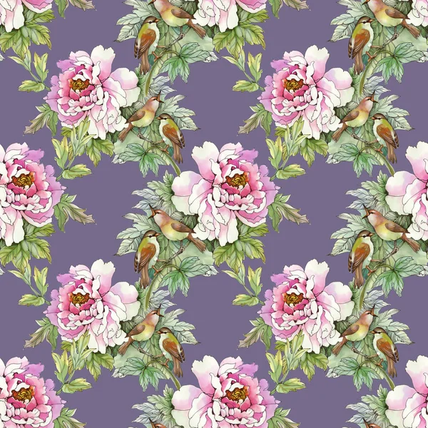 kuşlar ile pembe güller