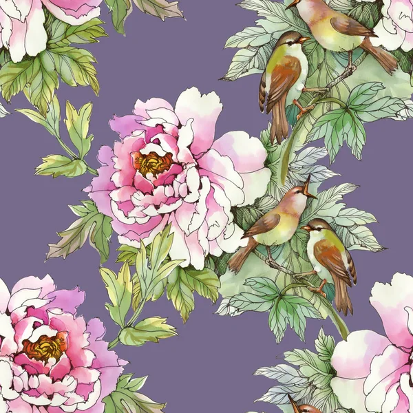 kuşlar ile pembe güller