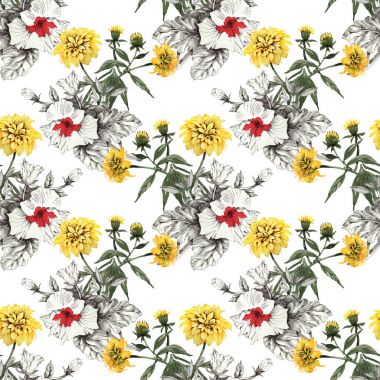  Sarı ve beyaz-kırmızı çiçekler arka plan