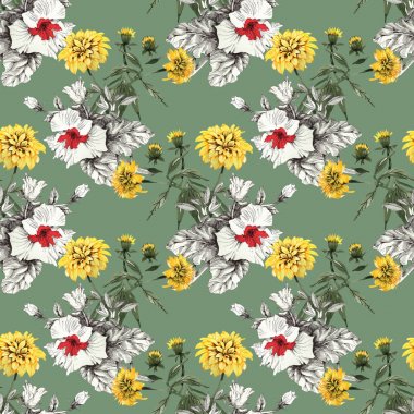  Sarı ve beyaz-kırmızı çiçekler arka plan