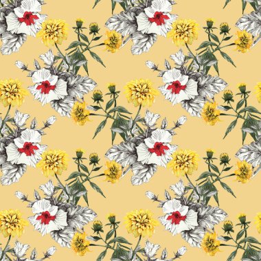  Sarı ve beyaz-kırmızı çiçekler arka plan