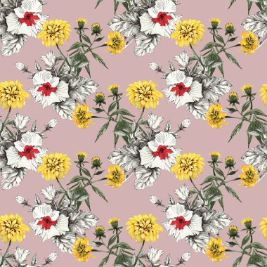  Sarı ve beyaz-kırmızı çiçekler arka plan