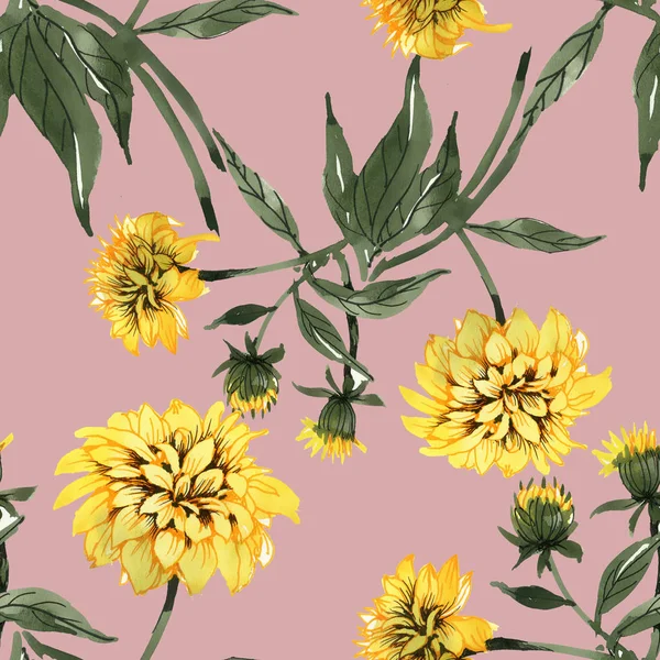 Κίτρινα άνθη και φύλλα — Φωτογραφία Αρχείου