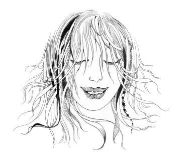 el kapalı gözler ile çizilmiş kadın 