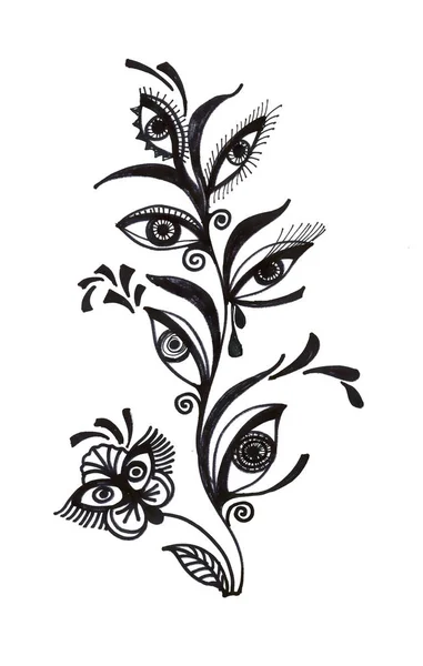 Ręcznie rysowane kwiat z oczu — Zdjęcie stockowe