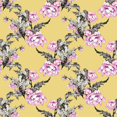 Pembe çiçekli suluboya resim