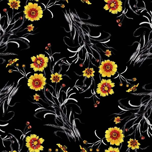 Hand drawn yellow flowers