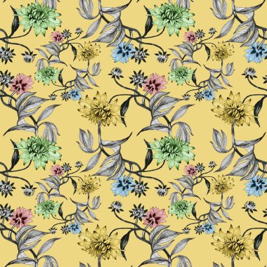 Çizilmiş yaz çiçekler teslim