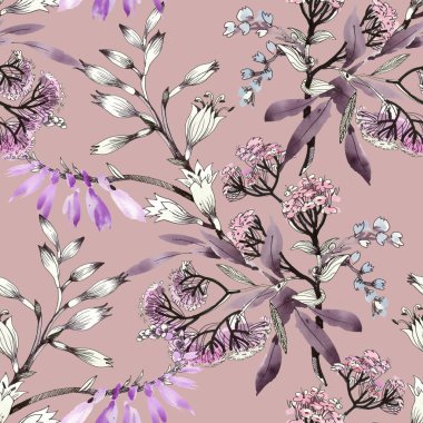 mor çiçekler el çekilmiş