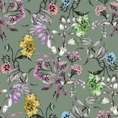 Çizilmiş yaz çiçekler teslim