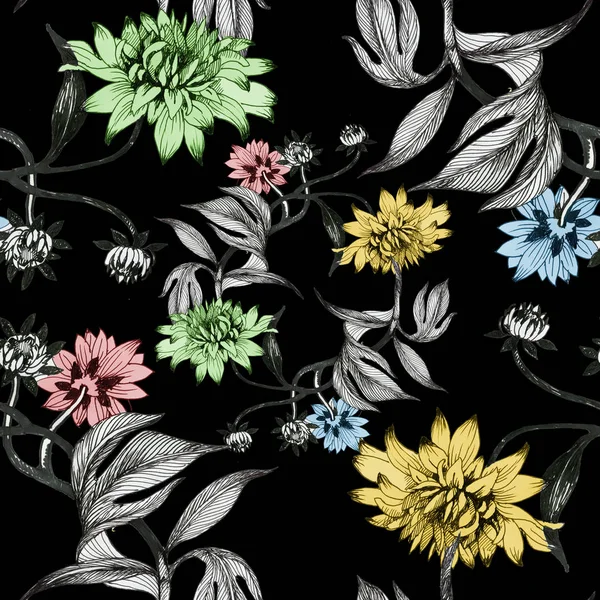 Flores de verão desenhadas à mão — Fotografia de Stock