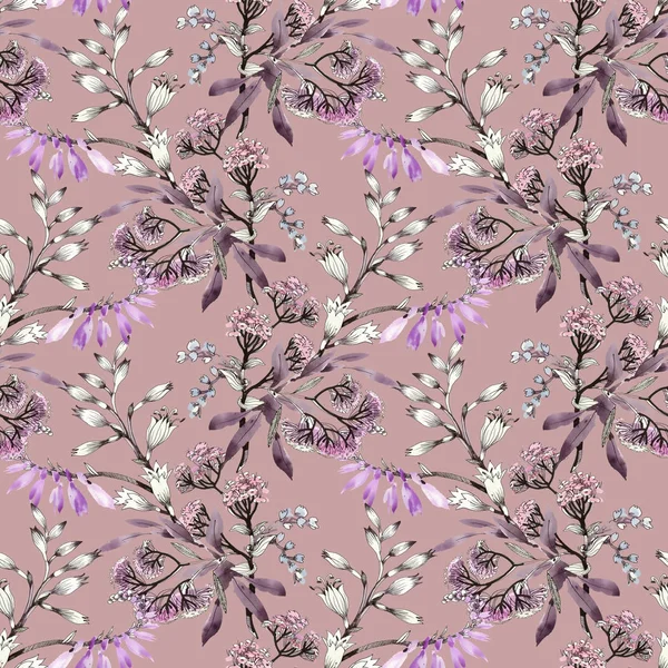 Ručně tažené fialové květy — Stock fotografie