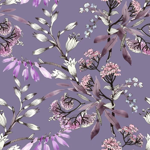 mor çiçekler el çekilmiş