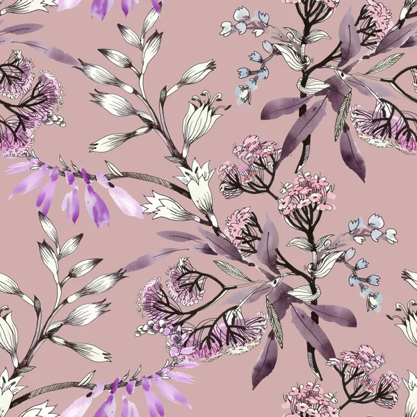 mor çiçekler el çekilmiş