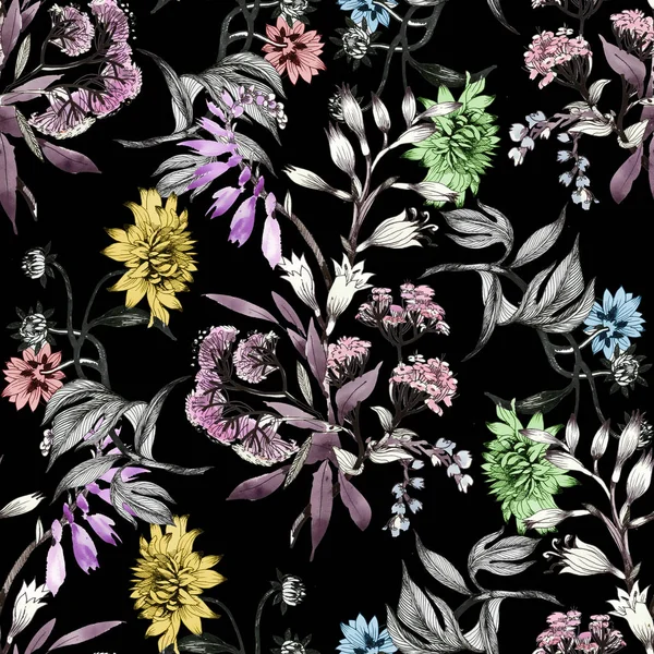 Hand drawn summer flowers