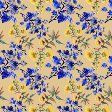 suluboya çiçek desenle