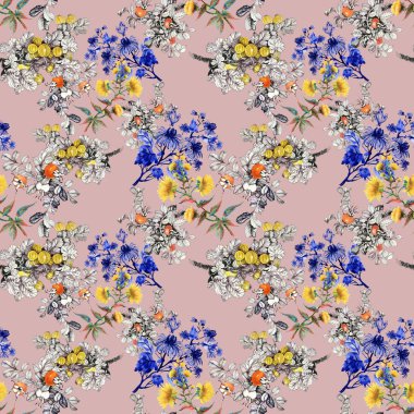 Çiçek ve meyveleri ile desen